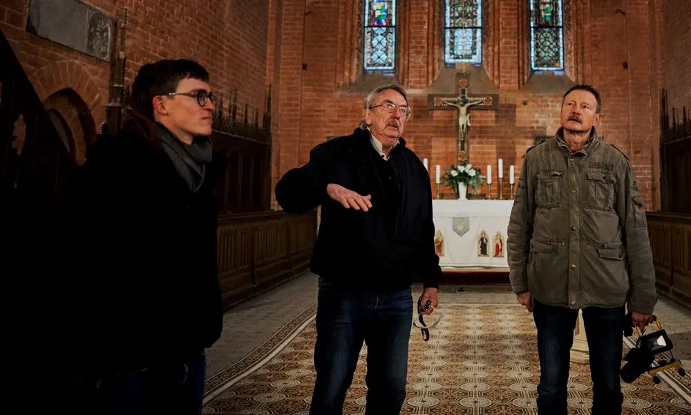 Starkes Team: Pastor Paul Friedrich Gl&uuml;er, der Vorsitzende des F&ouml;rdervereins Sven Andresen und Bauingenieur Frank Thoms (von links)