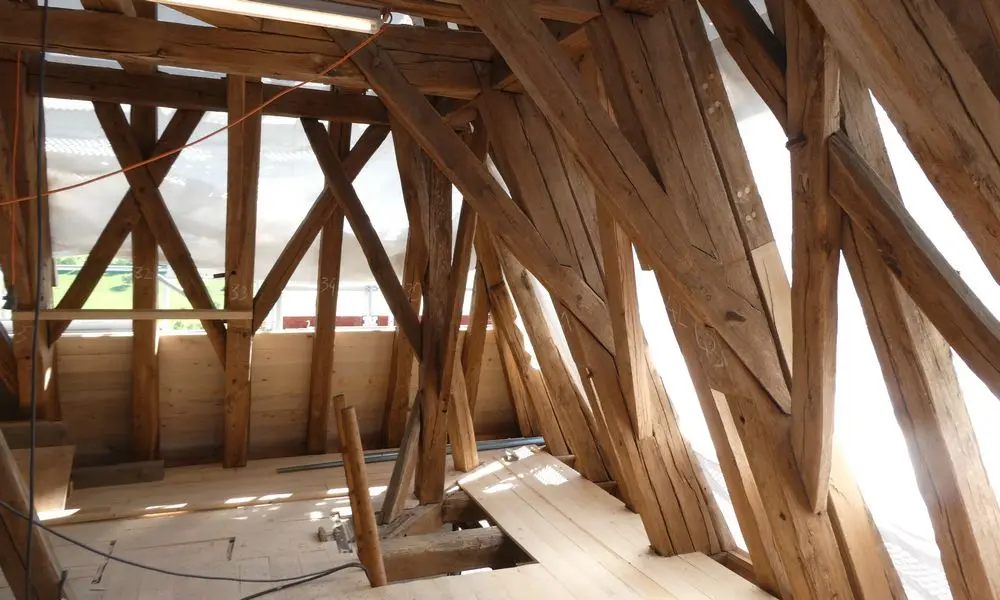 Dachtragwerk im Südwesten nach Abschluss der Sanierungsarbeiten