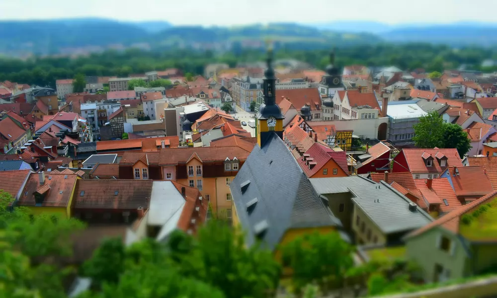 Von oben betrachtet erinnert Rudolstadt an eine Spielzeugstadt :-)