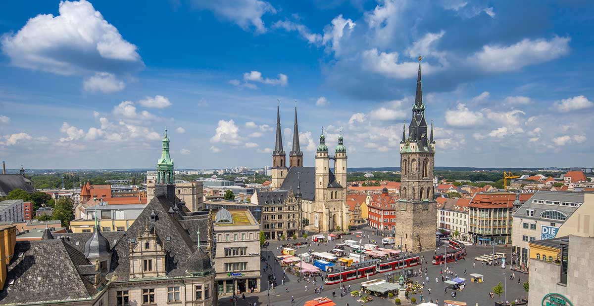 Blick vom ratshof auf den Marktplatz Halle